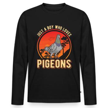 Pigeon Jeunes colombophiles - T-shirt manches longues Premium bio Homme - noir - Devant - Nico (187cm)