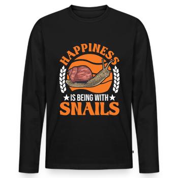 Happiness is being with Snails Snail - Men's Premium Organic Long Sleeve Shirt - black - Front - Nico (187cm)