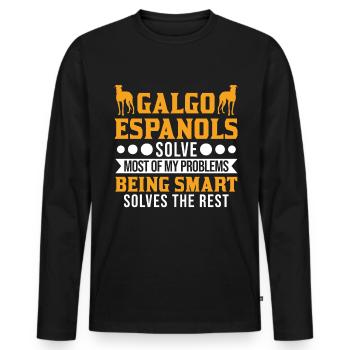 Galgo Espanol Gift Spanish Greyhound - Men's Premium Organic Long Sleeve Shirt - black - Front - Nico (187cm)