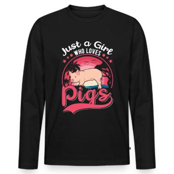 Schweine Mädchen Schweinebauer - Männer Premium Bio Langarmshirt - Schwarz - Vorne - Nico (187cm)