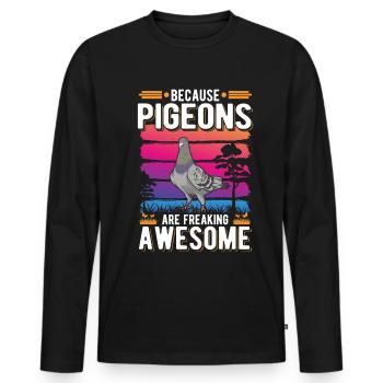 Because Pigeons are freaking awesome Taube - Men's Premium Organic Long Sleeve Shirt - black - Front - Nico (187cm)