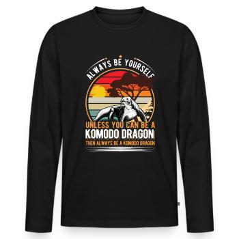Komodowaran Komodo Dragon Waran - Männer Premium Bio Langarmshirt - Schwarz - Vorne - Nico (187cm)