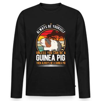 Cochon d’Inde Cadeau Cochon d’Inde - T-shirt manches longues Premium bio Homme - noir - Devant - Nico (187cm)