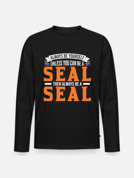 Robbe Geschenk Seal Seelöwe - Männer Premium Bio Langarmshirt - Schwarz