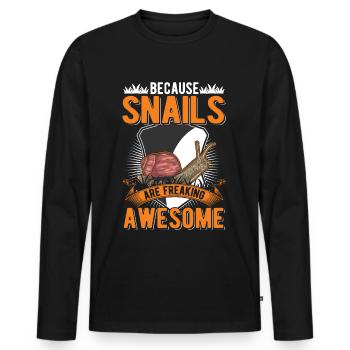 Parce que les escargots sont des escargots géniaux - T-shirt manches longues Premium bio Homme - noir - Devant - Nico (187cm)