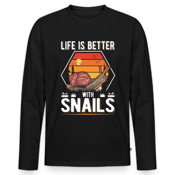 La vie est meilleure avec Snails Snail - T-shirt manches longues Premium bio Homme - noir - Devant - Nico (187cm)