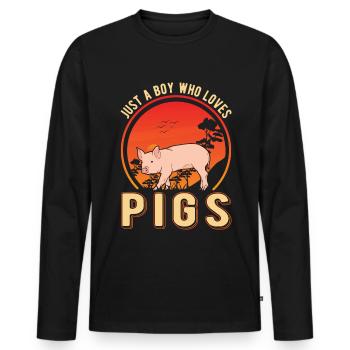 Schweine Junge Schweinebauern - Männer Premium Bio Langarmshirt - Schwarz - Vorne - Nico (187cm)