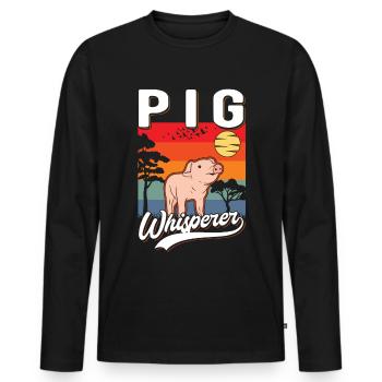Schweineflüsterer Schweine Pig Whisperer - Men's Premium Organic Long Sleeve Shirt - black - Front - Nico (187cm)