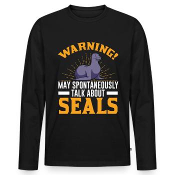 Robbe Geschenk Seal Seelöwe - Männer Premium Bio Langarmshirt - Schwarz - Vorne - Nico (187cm)