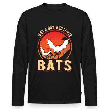 Just a Boy who loves Bats Bat - Men's Premium Organic Long Sleeve Shirt - black - Front - Nico (187cm)