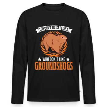 Murmeltier Geschenk Groundhog Day Woodchuck - Männer Premium Bio Langarmshirt - Schwarz - Vorne - Nico (187cm)