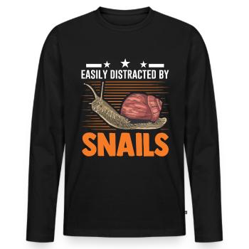 Easily distracted by Snails Snail - Men's Premium Organic Long Sleeve Shirt - black - Front - Nico (187cm)