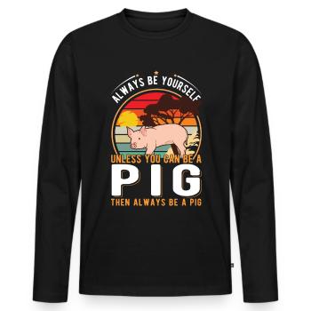 Schweine Geschenk Schweinebauer - Männer Premium Bio Langarmshirt - Schwarz - Vorne - Nico (187cm)