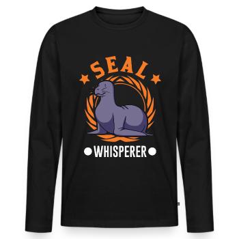 Seal Whisperer Seal Whisperer Lion de mer - T-shirt manches longues Premium bio Homme - noir - Devant - Nico (187cm)
