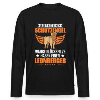 Leonberger Schutzengel - Männer Premium Bio Langarmshirt - Schwarz - Vorne - Nico (187cm)