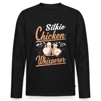 Silkie Chicken Whisperer Silk Chicken Whisperer - Men's Premium Organic Long Sleeve Shirt - black - Front - Nico (187cm)