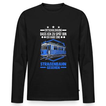 Straßenbahn Geschenk Straßenbahnfahrer Tram S-Bahn - Männer Premium Bio Langarmshirt - Schwarz - Vorne - Nico (187cm)