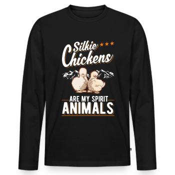 Silk Chicken Spirit Animal Silkie Chicken - Men's Premium Organic Long Sleeve Shirt - black - Front - Nico (187cm)