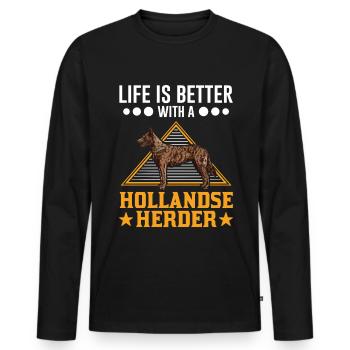 Life is better with a Hollandse Herder - Men's Premium Organic Long Sleeve Shirt - black - Front - Nico (187cm)