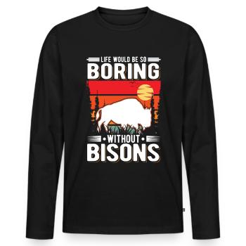 Buffalo Gift Bison Water Buffalo Buffalo - Men's Premium Organic Long Sleeve Shirt - black - Front - Nico (187cm)