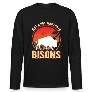 Buffalo Gift Bison Water Buffalo Buffalo - Men's Premium Organic Long Sleeve Shirt - black - Front - Nico (187cm)