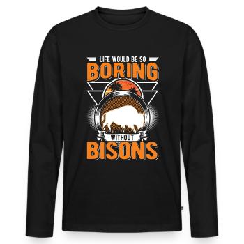 Buffalo Gift Bison Water Buffalo Buffalo - Men's Premium Organic Long Sleeve Shirt - black - Front - Nico (187cm)