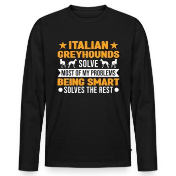 Lévrier italien Carillon éolien italien - T-shirt manches longues Premium bio Homme - noir - Devant - Nico (187cm)