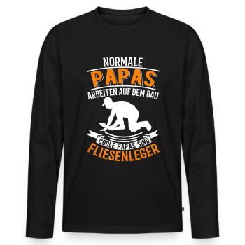 Fliesenleger und Papa Fliesenleger Vatertag - Männer Premium Bio Langarmshirt - Schwarz - Vorne - Nico (187cm)