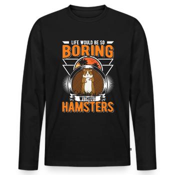 Hamster Cadeau Nain Hamster Golden Hamster - T-shirt manches longues Premium bio Homme - noir - Devant - Nico (187cm)