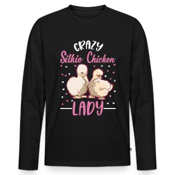 Crazy Silkie Poulet dame Poulet de soie - T-shirt manches longues Premium bio Homme - noir - Devant - Nico (187cm)