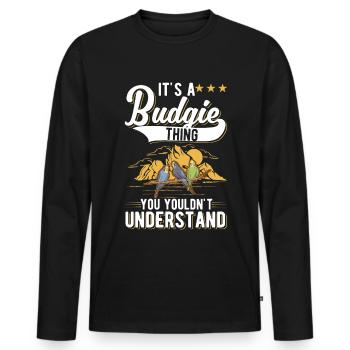 Perruche Budgie Welli - T-shirt manches longues Premium bio Homme - noir - Devant - Nico (187cm)