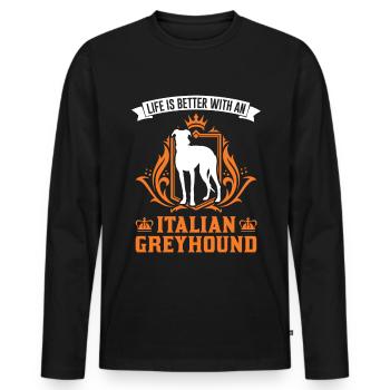 Life is better with an Italian Greyhound - Männer Premium Bio Langarmshirt - Schwarz - Vorne - Nico (187cm)