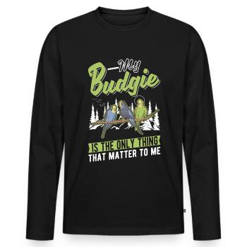 Perruche Budgerigar Welli - T-shirt manches longues Premium bio Homme - noir - Devant - Nico (187cm)