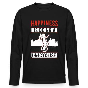 Le bonheur, c’est d’être un cadeau de monocycle monocycle - T-shirt manches longues Premium bio Homme - noir - Devant - Nico (187cm)