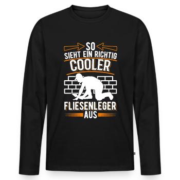So sieht ein richtig cooler Fliesenleger aus - Männer Premium Bio Langarmshirt - Schwarz - Vorne - Nico (187cm)