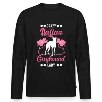 Italian Greyhound lady Italienischer Windhund - Men's Premium Organic Long Sleeve Shirt - black - Front - Nico (187cm)