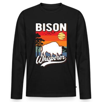 Buffalo Whisperer Buffalo Whisperer Water Buffalo - Men's Premium Organic Long Sleeve Shirt - black - Front - Nico (187cm)