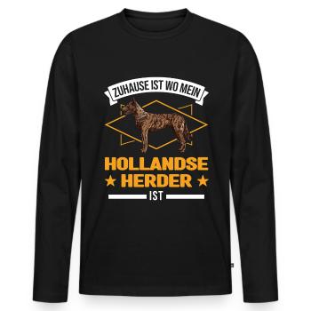 Zuhause ist wo mein Hollandse Herder ist - Männer Premium Bio Langarmshirt - Schwarz - Vorne - Nico (187cm)
