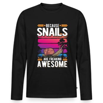 Parce que les escargots sont des escargots géniaux - T-shirt manches longues Premium bio Homme - noir - Devant - Nico (187cm)