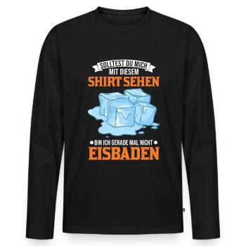 Eisbad Shirt Eisbaden Winterbad Eisschwimmen - Männer Premium Bio Langarmshirt - Schwarz - Vorne - Nico (187cm)