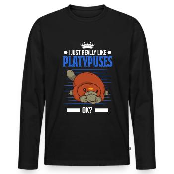 I just really like Platypuses ok Schnabeltier - Men's Premium Organic Long Sleeve Shirt - black - Front - Nico (187cm)
