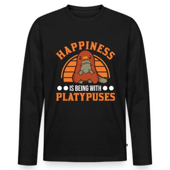 Happiness is being with Platypuses Schnabeltier - Men's Premium Organic Long Sleeve Shirt - black - Front - Nico (187cm)