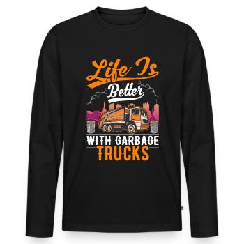 Garbage Truck Müllabfuhr Geschenk Müllwagen - Männer Premium Bio Langarmshirt - Schwarz - Vorne - Nico (187cm)