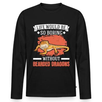 Bearded Dragon Pogona Gift - Men's Premium Organic Long Sleeve Shirt - black - Front - Nico (187cm)