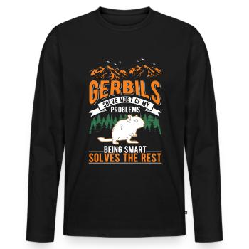 Gerbil Gift Racing Rat Germesau - Men's Premium Organic Long Sleeve Shirt - black - Front - Nico (187cm)