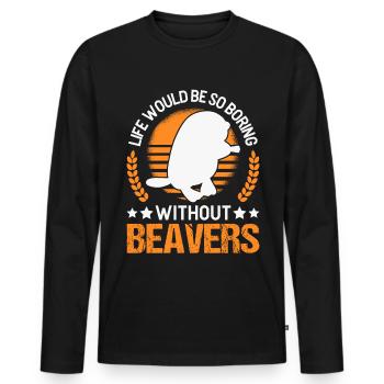 Biber Geschenk Biberdamm - Männer Premium Bio Langarmshirt - Schwarz - Vorne - Nico (187cm)