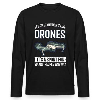 Drone Pilot Gift Drone Quadcopter - Men's Premium Organic Long Sleeve Shirt - black - Front - Nico (187cm)