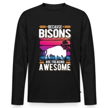 Buffalo Gift Bison Water Buffalo Buffalo - Men's Premium Organic Long Sleeve Shirt - black - Front - Nico (187cm)