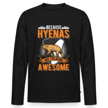Hyène Cadeau Terre Loup Hyène - T-shirt manches longues Premium bio Homme - noir - Devant - Nico (187cm)