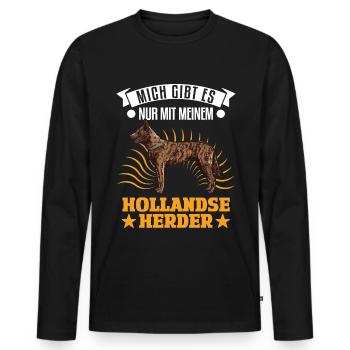 Hollandse Herder Hollandse Herderdshond - Männer Premium Bio Langarmshirt - Schwarz - Vorne - Nico (187cm)